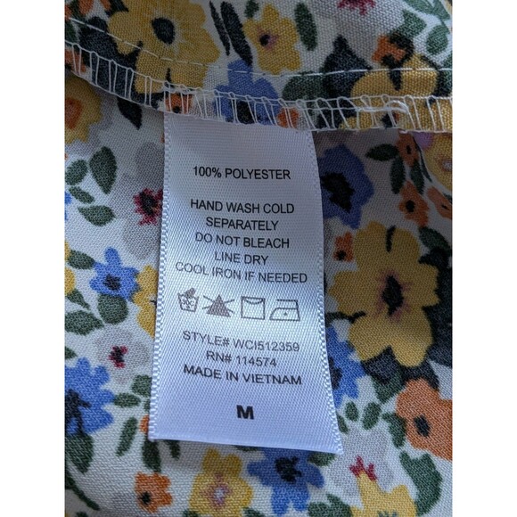 Pleione Anthropologie Women M Multicolor Floral Smocked Boho Blouse Cottagecore - Picture 12 of 14